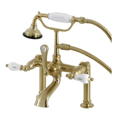 KINGSTON BRASS AE107T7 Deck Mount Clawfoot Tub Faucet, Brushed Brass AE107T7